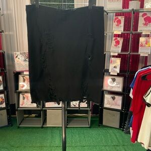 Black Distressed Pencil Skirt